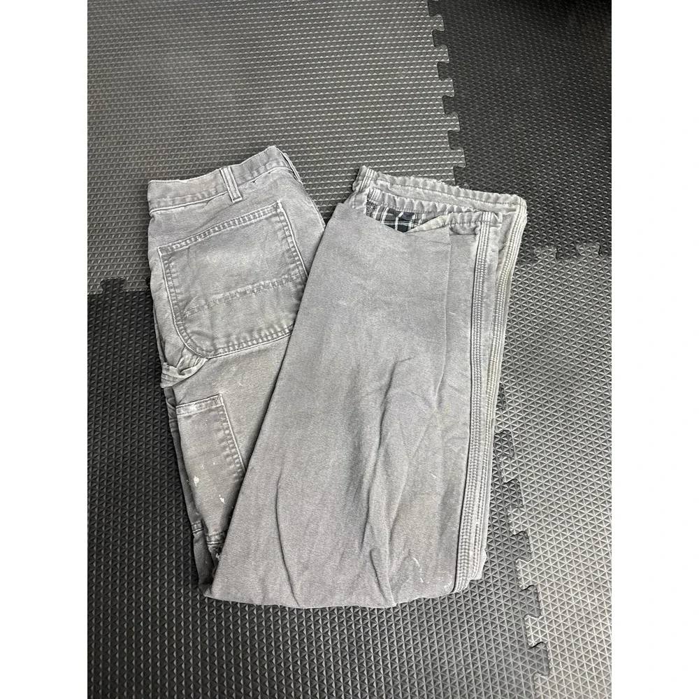 Carhartt Men's Gray Original Fit Flannel Lined Carpenter Work Pants 32x34 Paint